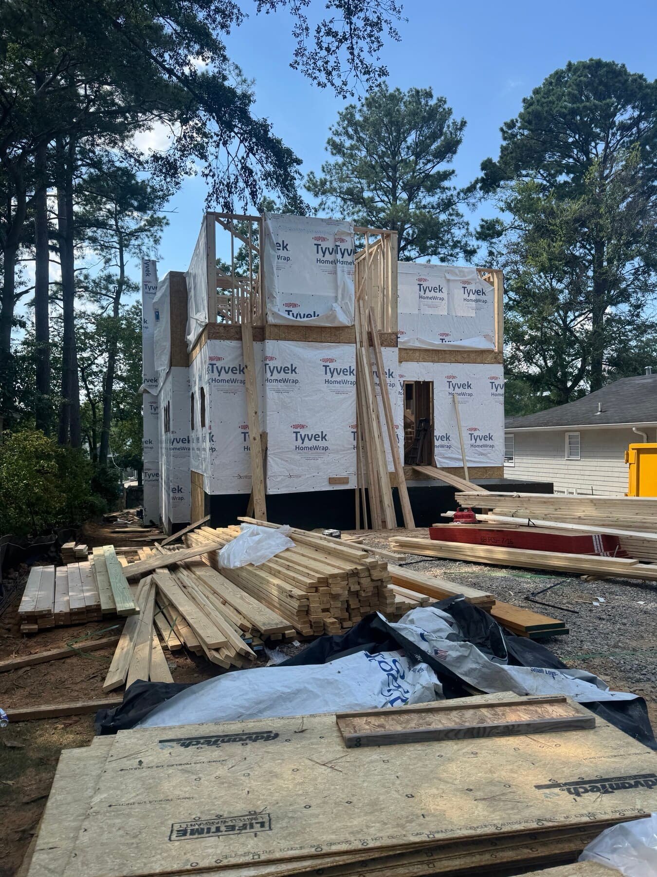 Framing work for an addition and second story